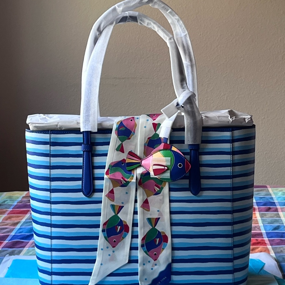 ๐ KATE SPADE SCHUYLER WAVE STRIPED TOTE ๐ NWT ๐ - Picture 14 of 16